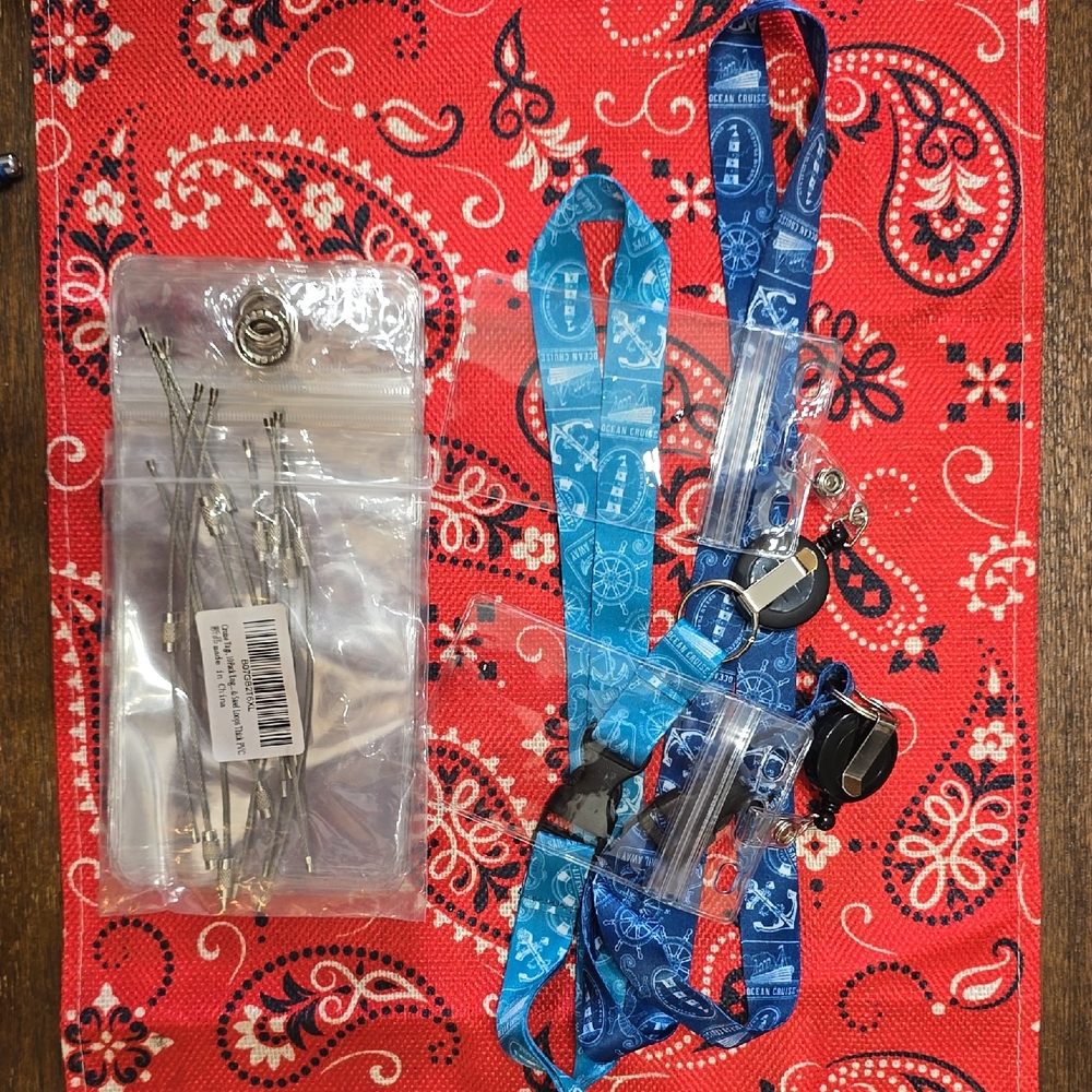 Blue Nautical Lanyard with Badge Reel and Clips Cruise Lanyards